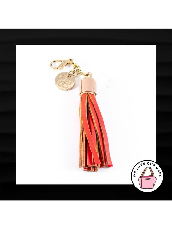 Jessica Simpson Handbags - JESSICA SIMPSON GOLD RED TAN LEATHER TASSEL KEY FOB BAG CHARM KEYCHAIN HANG TAG